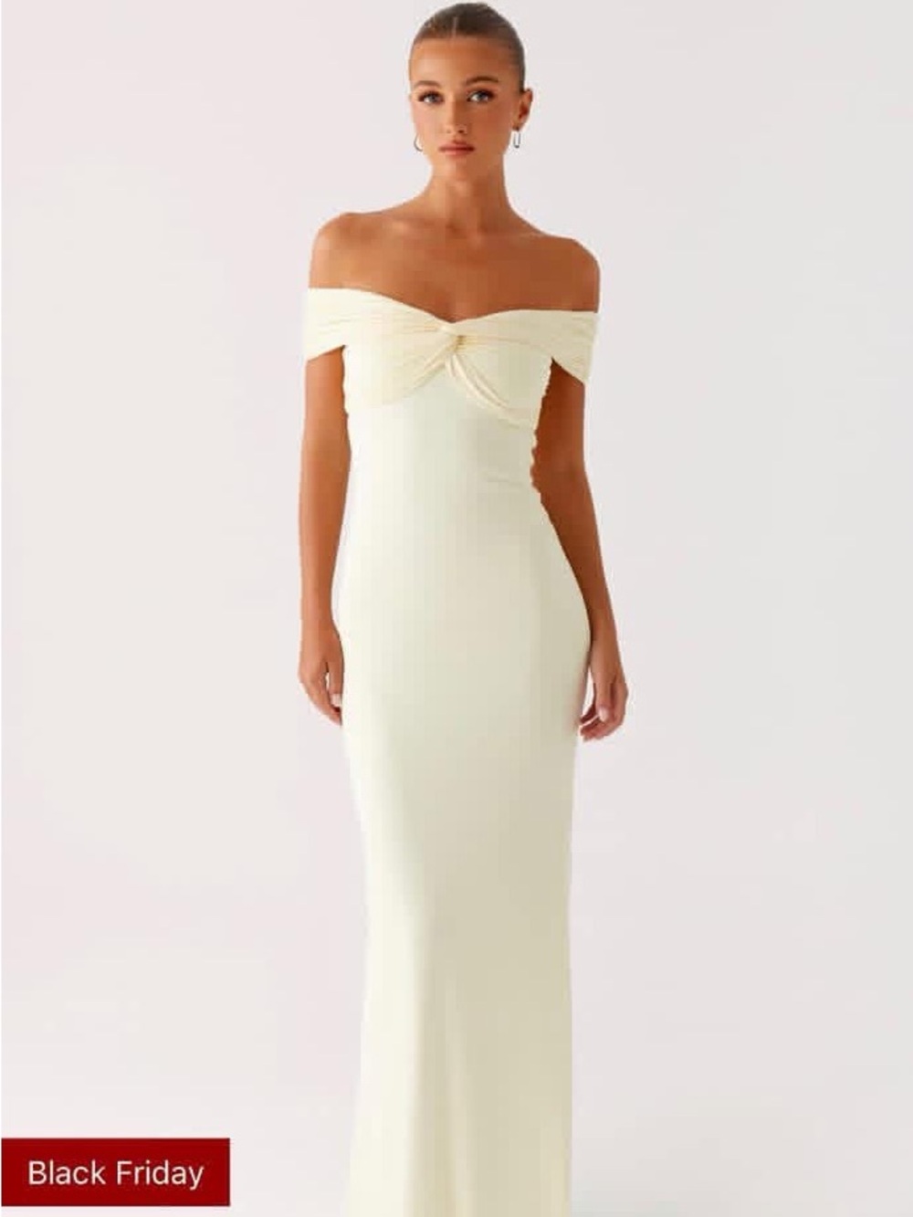 Peppermayo Cream/ butter yellow Off-Shoulder Maxi Dress